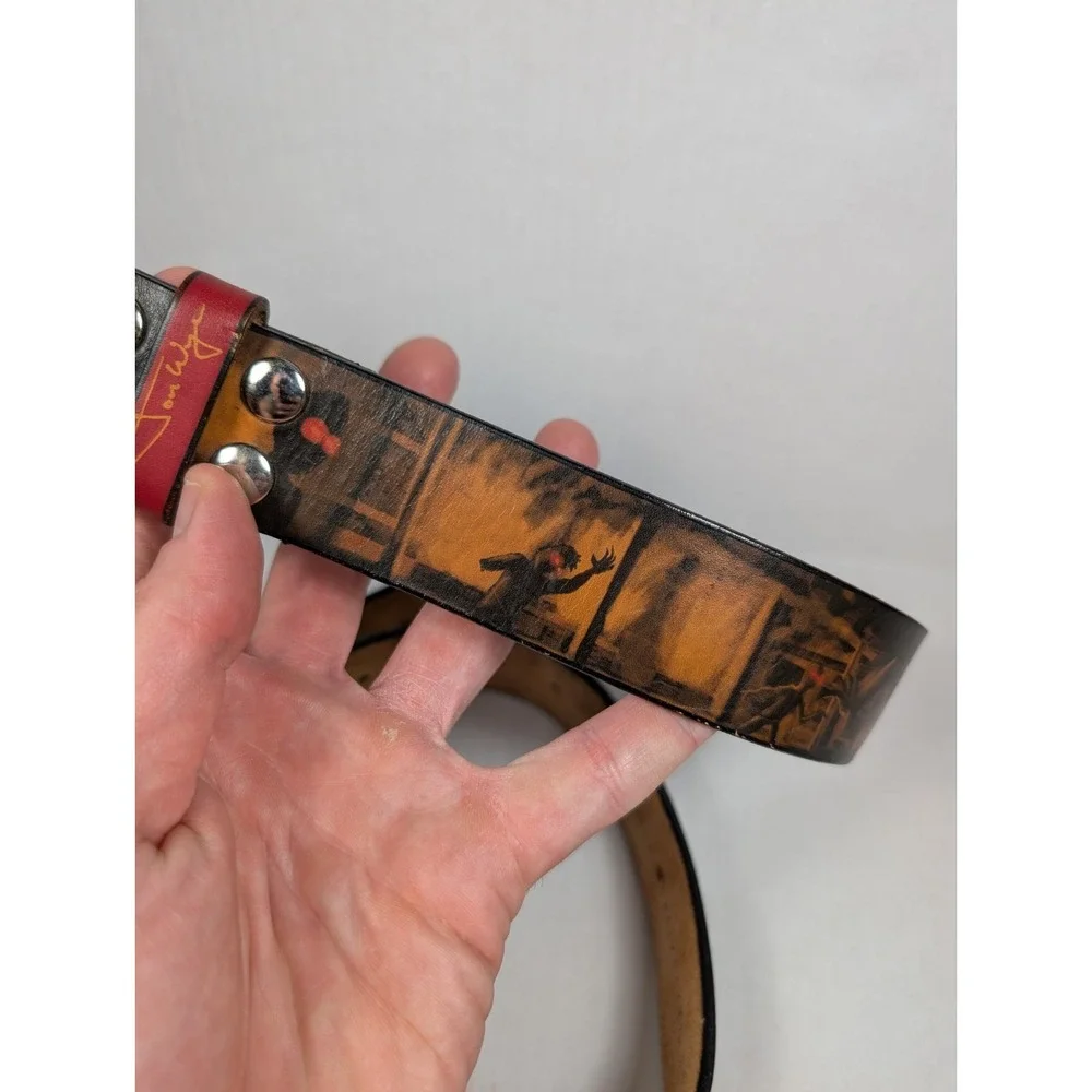 Jon Wye Belt Zombies in the Wild West Western Mens Size 38(?) Leather USA Made